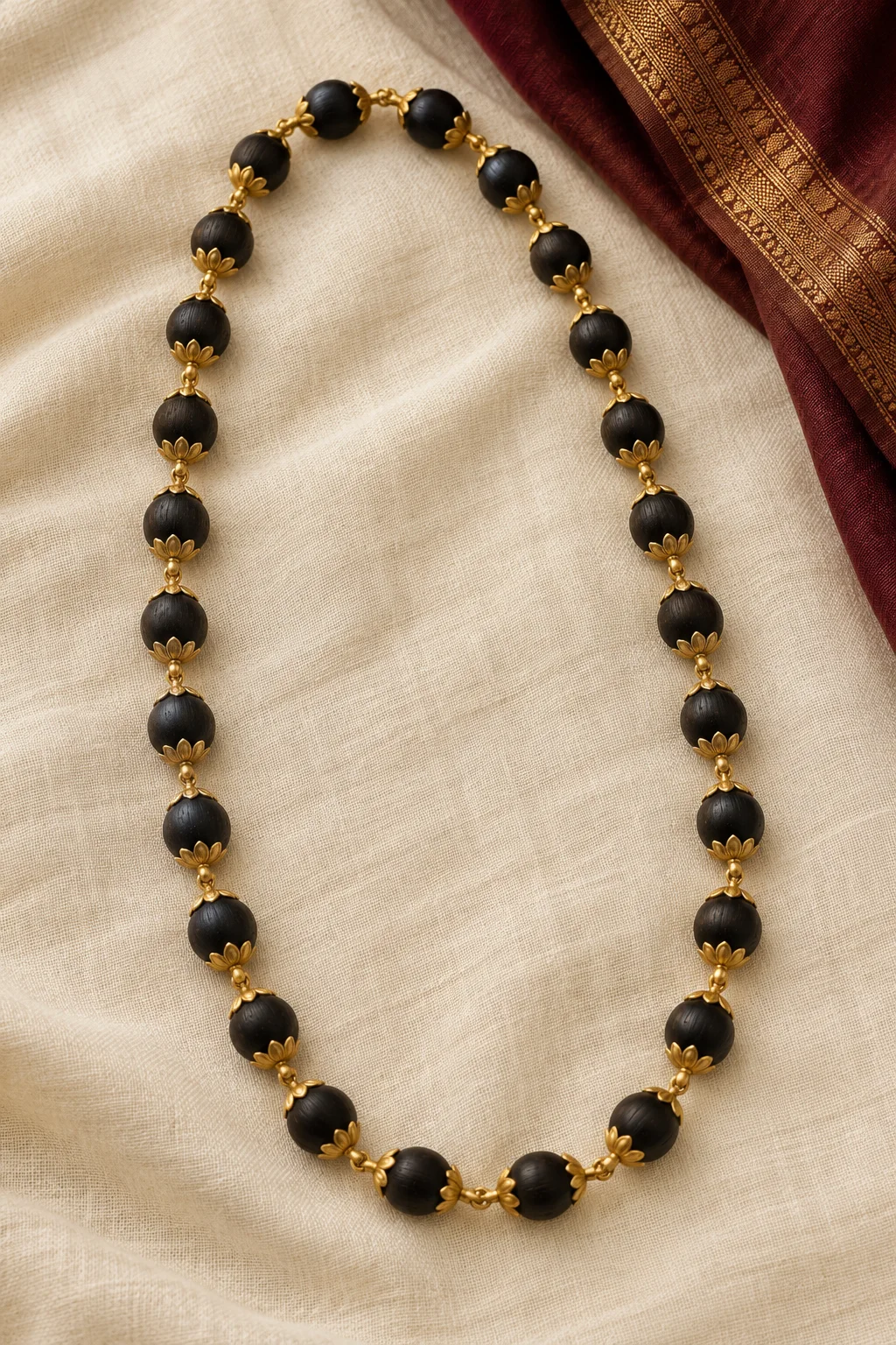 Gold-Capped Karungali Malai